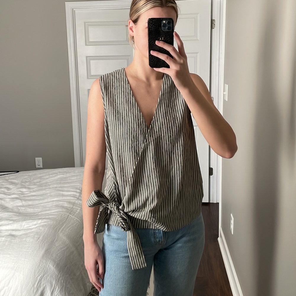 Grade and Gather Striped Wrap Top